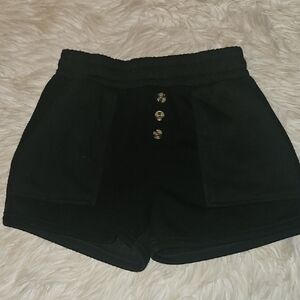 Moral Society Black Sweat Shorts – Faux Button Detail, Juniors M